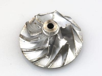 Foreign object damage – damage to compressor wheel blade tips 4 close up Foreign object damage - damage to compressor wheel blade tips 4 close up